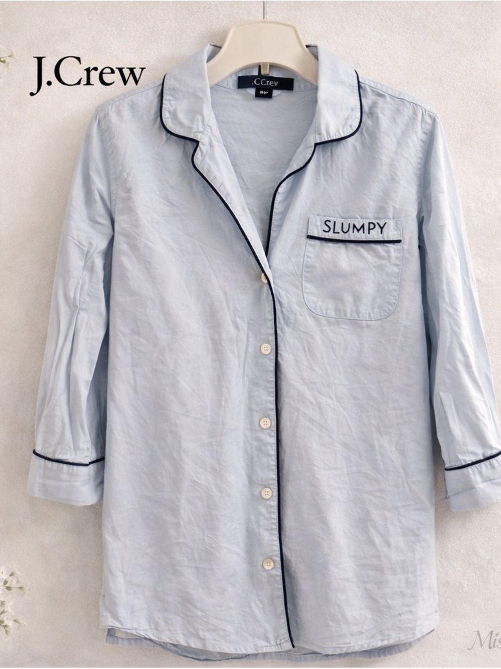 J.Crew Light Blue Pajama Top XXS Cotton Lounge Shirt Chic Classic